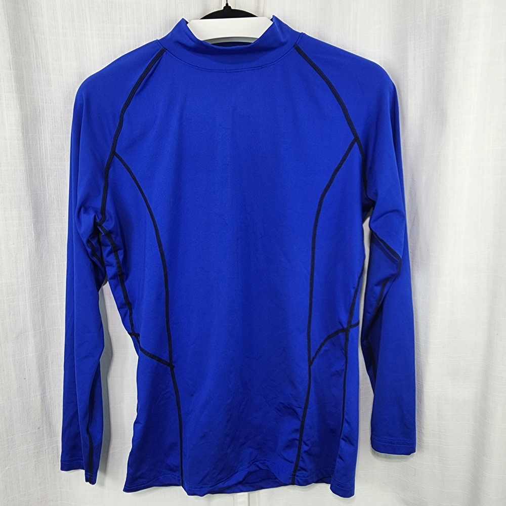 Vibrant Blue Swim Rash Guard with High Collar